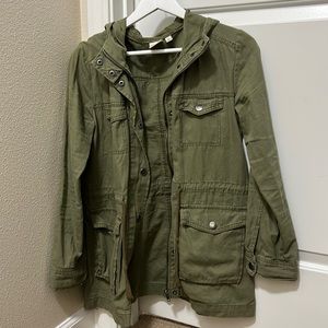 Army Green long hooded jacket